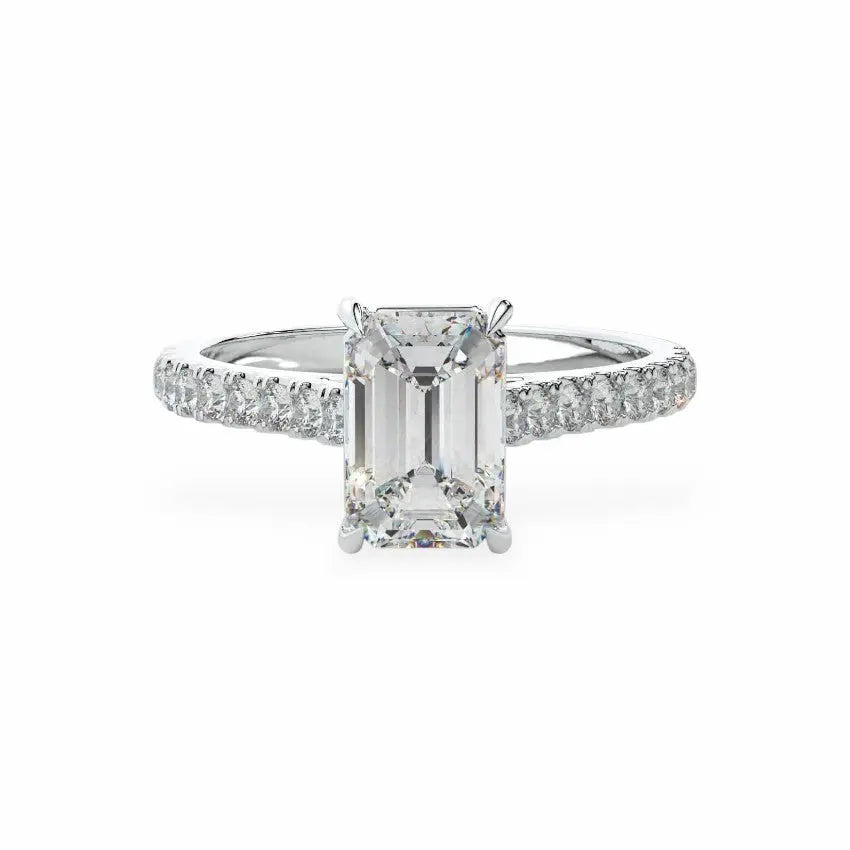 The Classic Cathedral Pavé Emerald Engagement Ring Engagement Rings