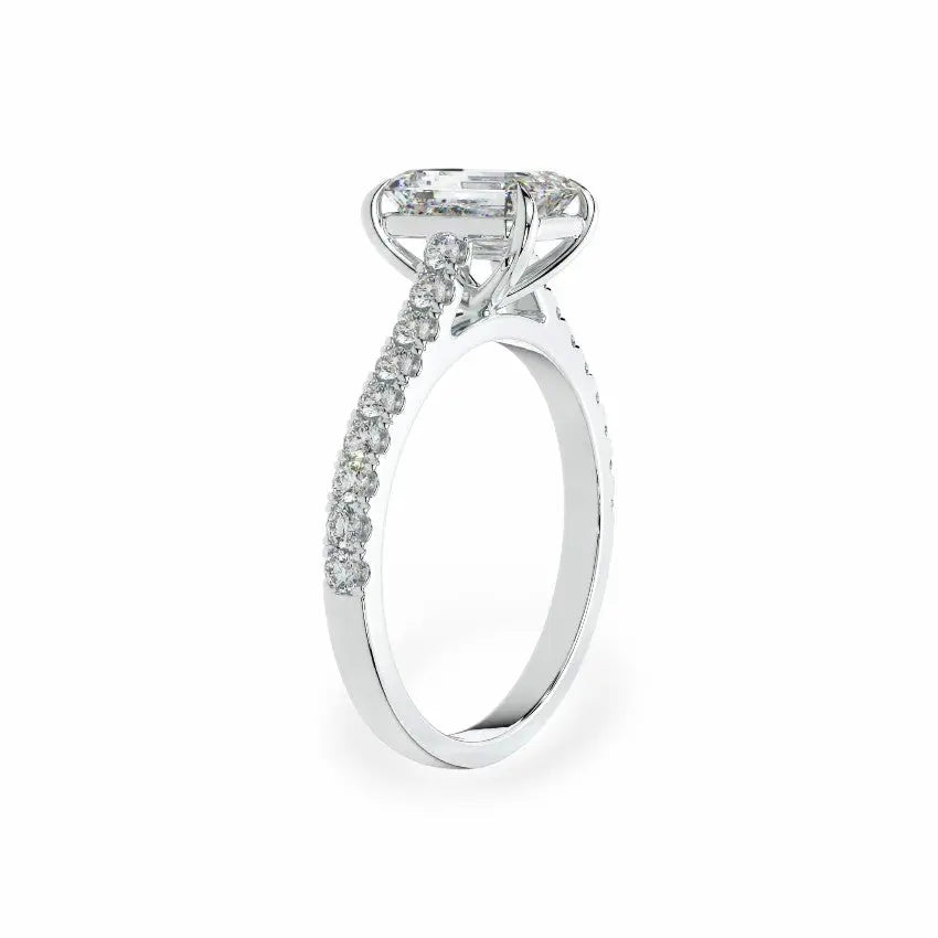 The Classic Cathedral Pavé Emerald Engagement Ring Engagement Rings