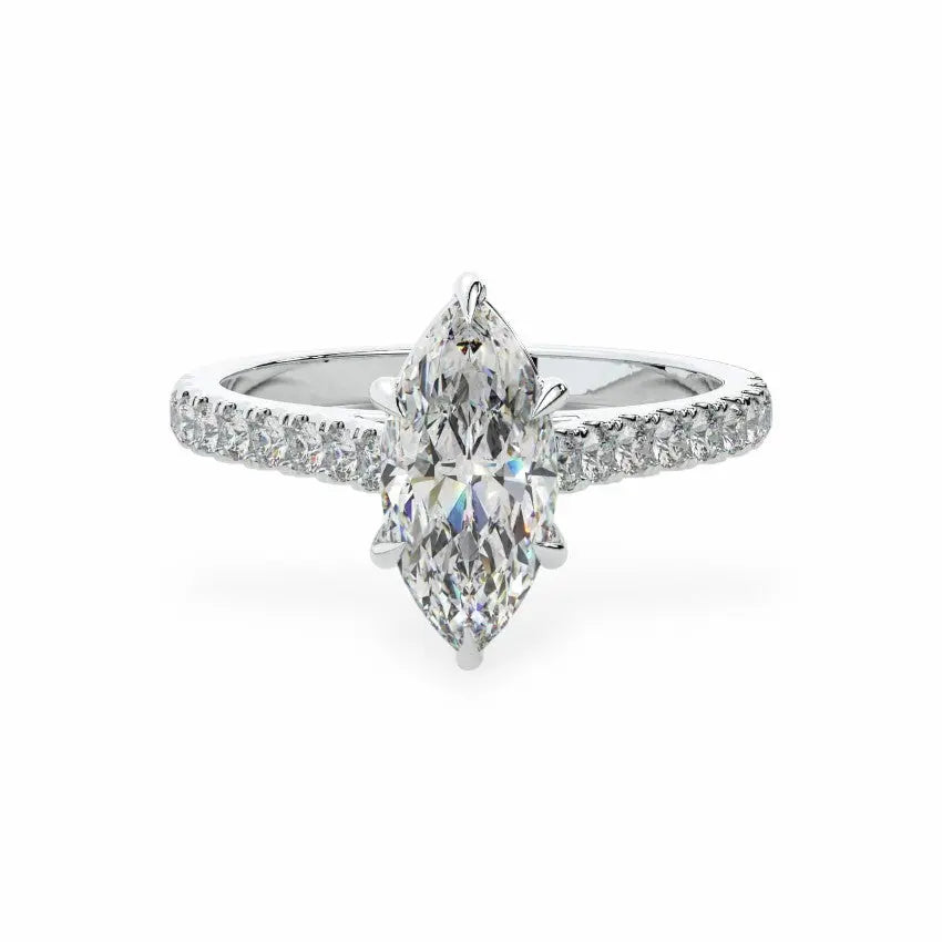 The Classic Cathedral Pavé Marquise Engagement Ring Engagement Rings