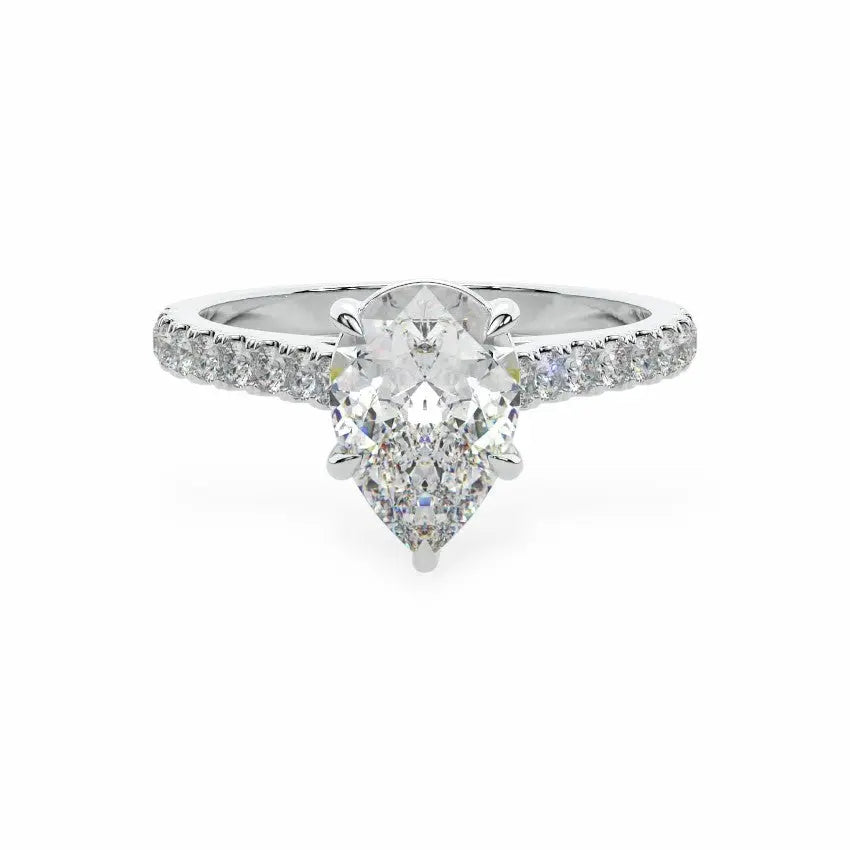 The Classic Cathedral Pavé Pear Engagement Ring Engagement Rings