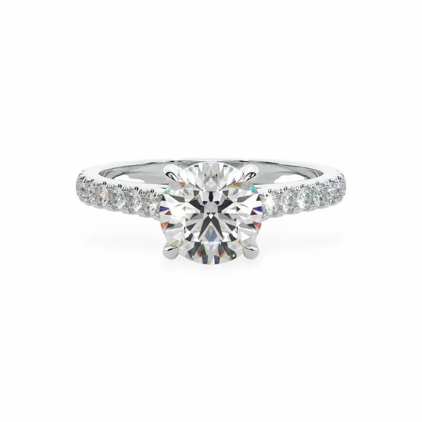 The Classic Cathedral Pavé Round Engagement Ring (4-Claws) Engagement Rings