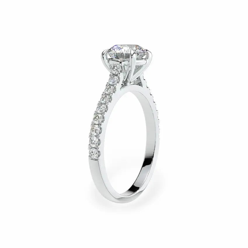 The Classic Cathedral Pavé Round Engagement Ring (4-Claws) Engagement Rings