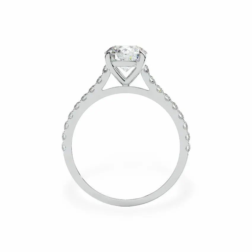 The Classic Cathedral Pavé Round Engagement Ring (4-Claws) Engagement Rings