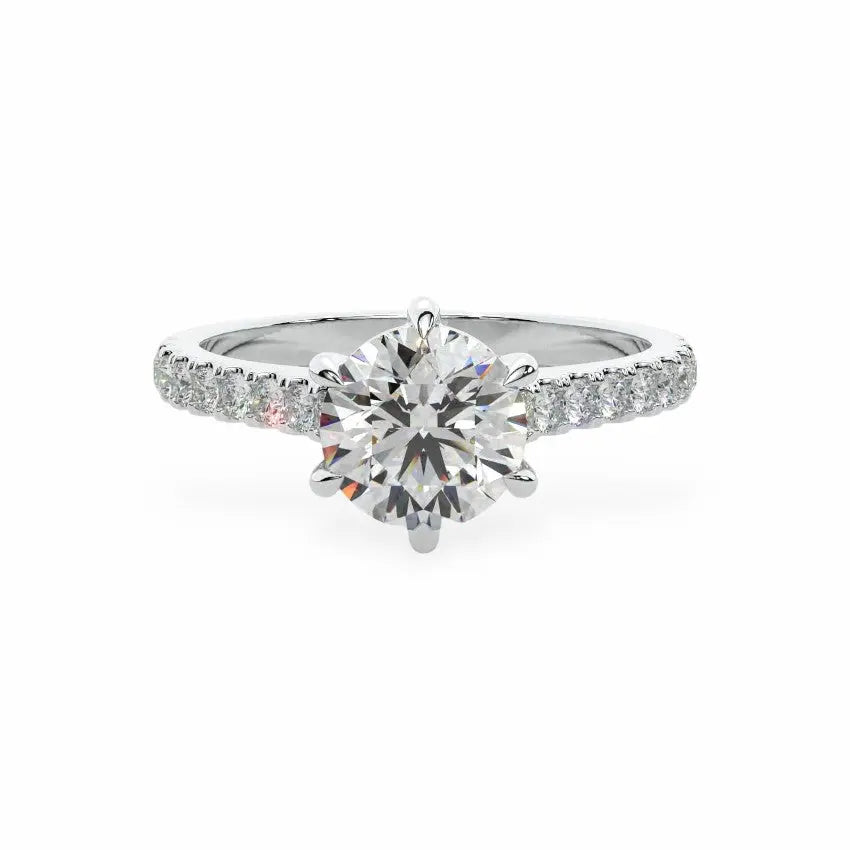 The Classic Cathedral Pavé Round Engagement Ring (6-Claws) Engagement Rings