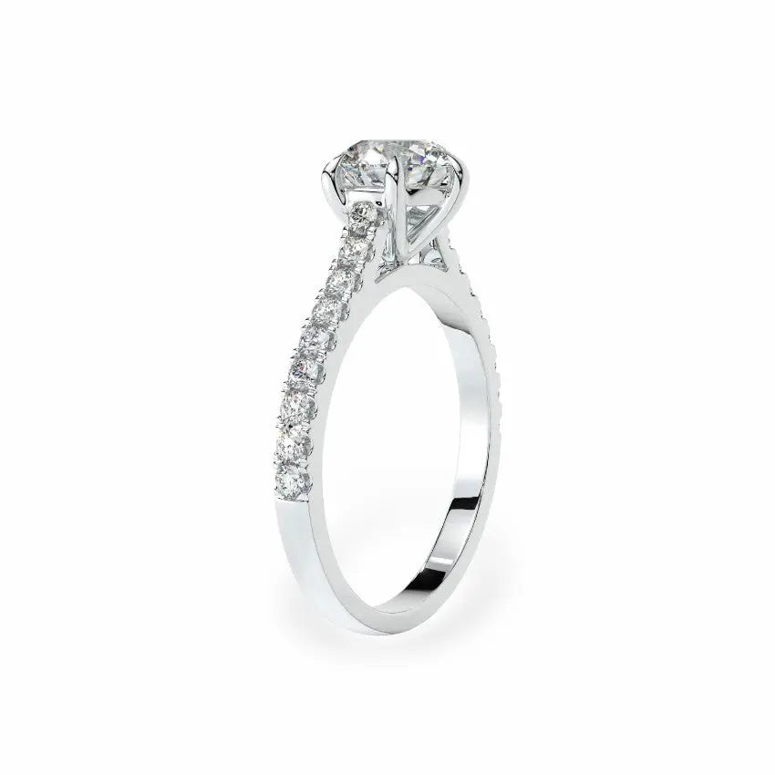 The Classic Cathedral Pavé Round Engagement Ring (6-Claws) Engagement Rings