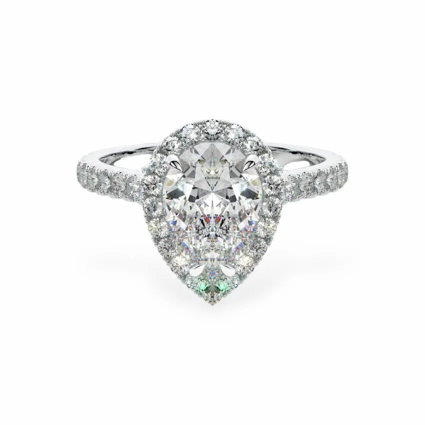 The Classic Pear Halo Engagement Ring Engagement Rings