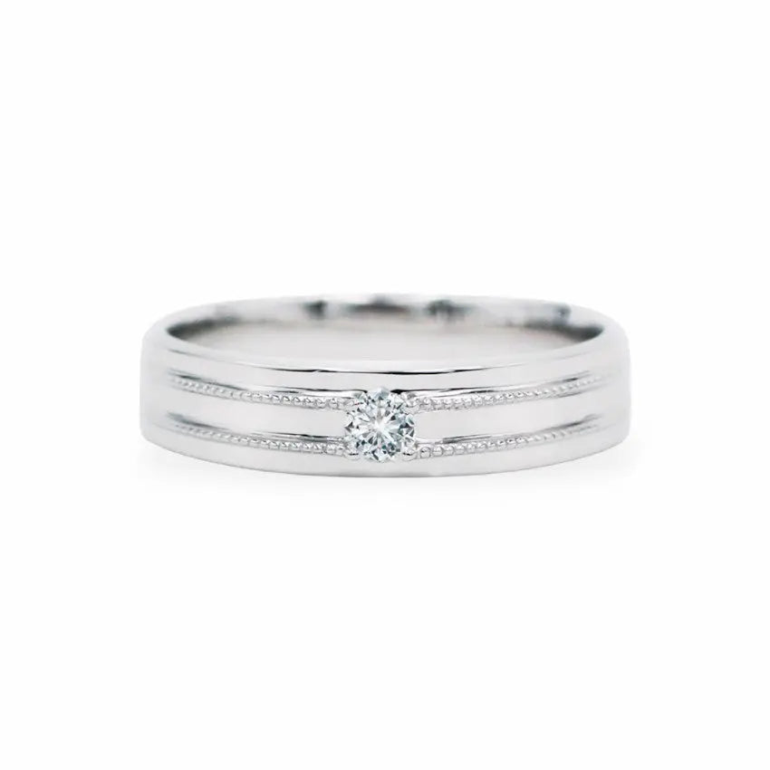 The Milgrain High Polished Diamond Band Men's Wedding Bands