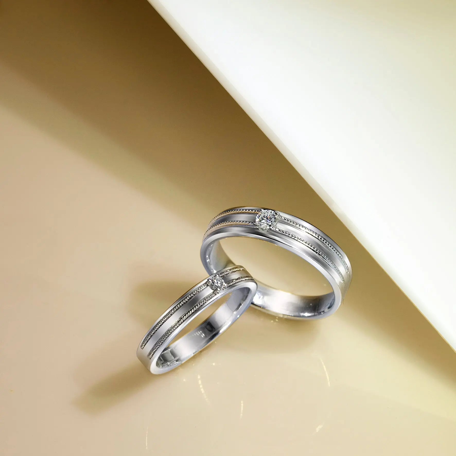 The Milgrain High Polished Diamond Band Men's Wedding Bands
