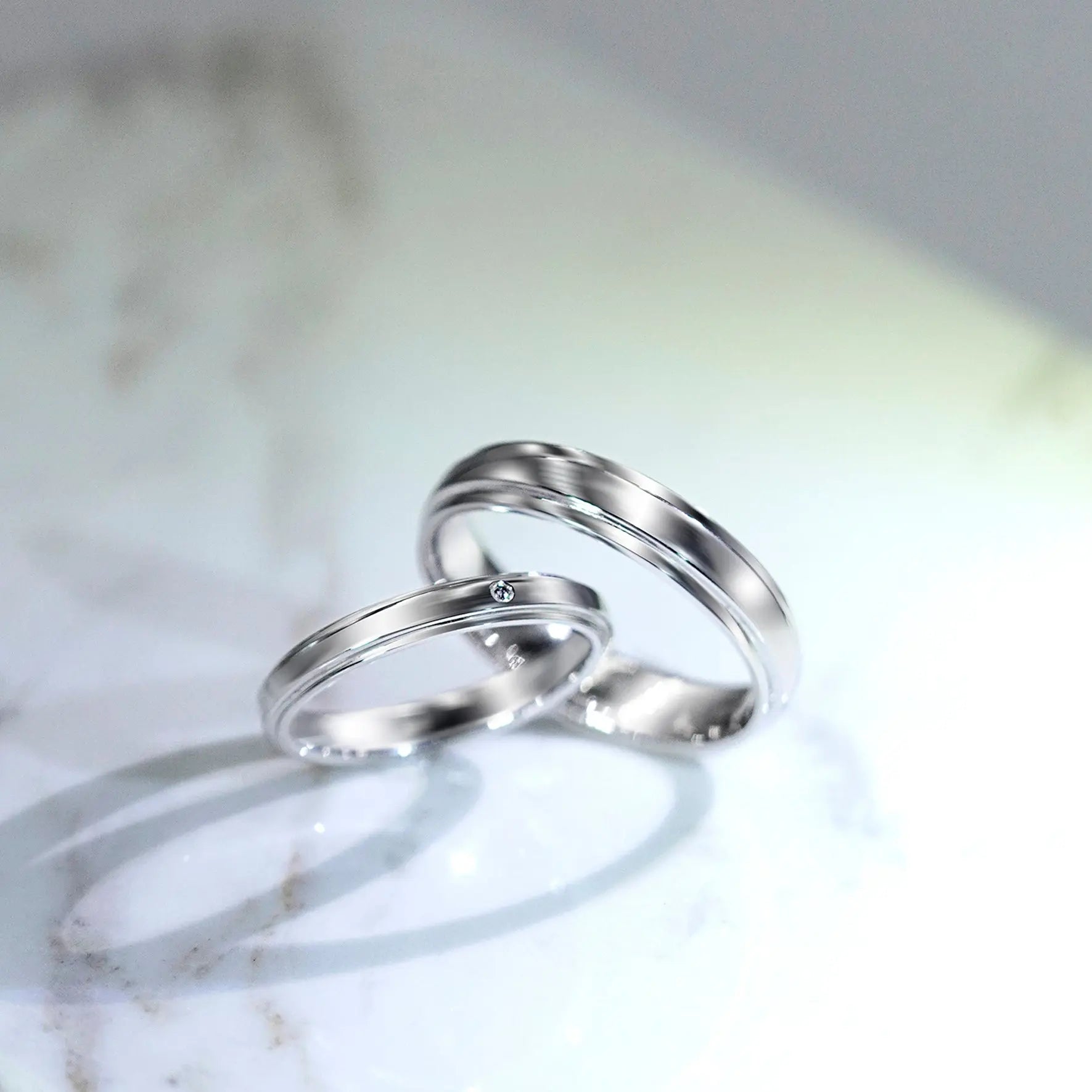 The Stepped Edge Comfort Fit Diamond Band Women's Wedding Bands