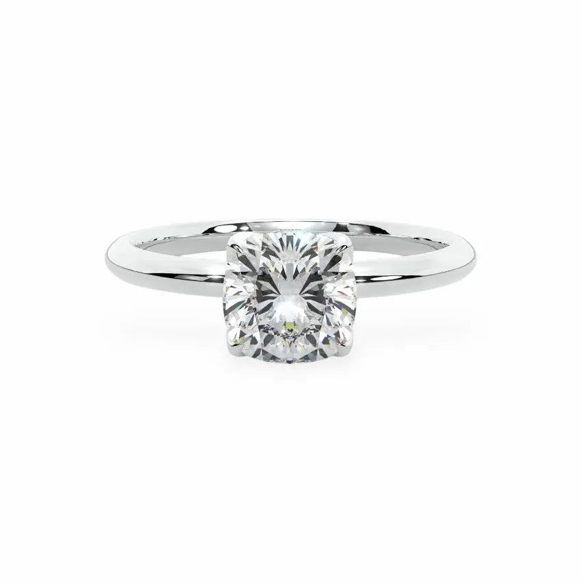 The Tulip Petal Basket Solitaire Cushion Engagement Ring Engagement Rings