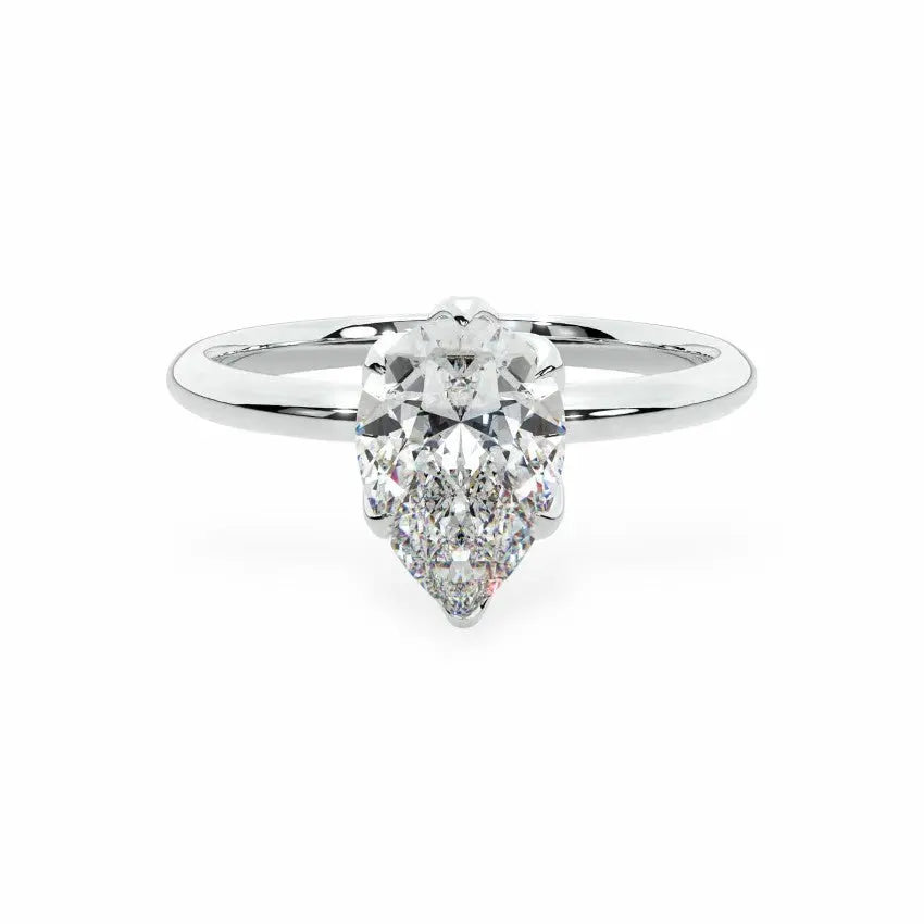 The Tulip Petal Basket Solitaire Pear Engagement Ring Engagement Rings