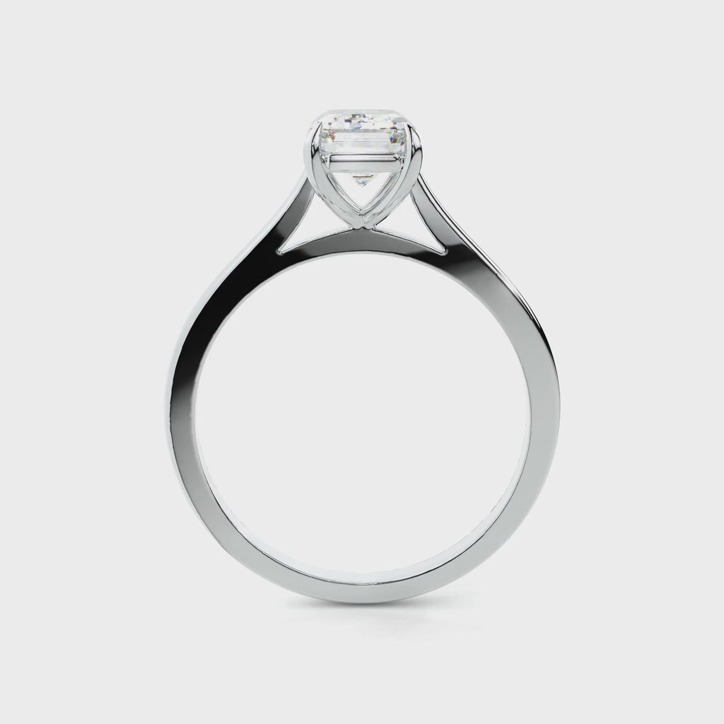 Render Video of Cathedral Solitaire Emerald Engagement Ring in White Gold